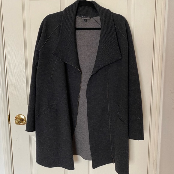 Eileen Fisher Merino zip coat cardigan - Picture 1 of 5
